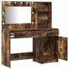 vidaXL Dressing Table with Mirror Lights 2 pcs Brown Engineered Wood