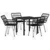 vidaXL Garden Dining Set 5 pcs Black Powder-Coated Steel