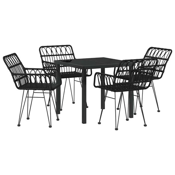 vidaXL Garden Dining Set 5 pcs Black Powder-Coated Steel