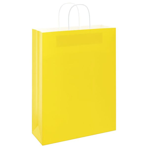 vidaXL Paper Bags 250 pcs with Handles Yellow 32x12x42 cm