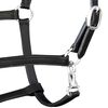 vidaXL Real Leather Headcollar Stable Halter Adjustable Black Pony