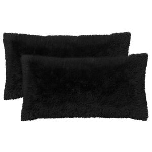 vidaXL Cushion with Pillow HEERLEN 2 pcs Black PV Fleece