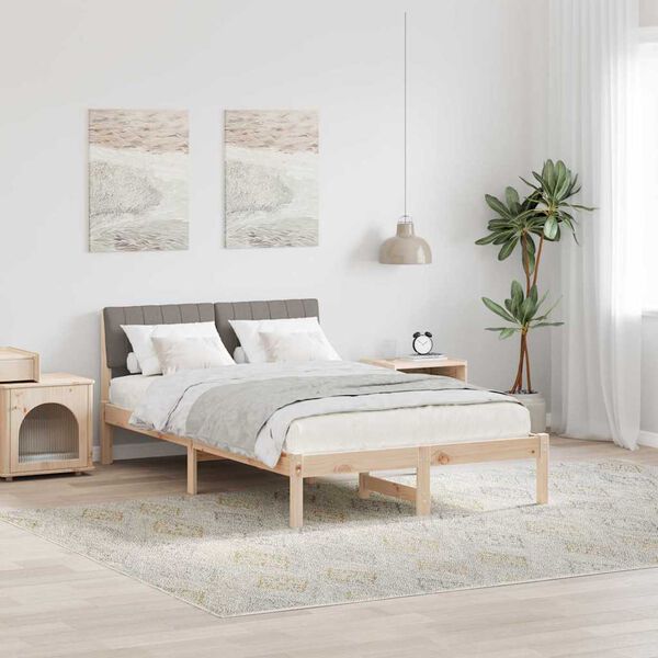 vidaXL Bed frame Brown and taupe 120 x 190 cm Solid pine wood