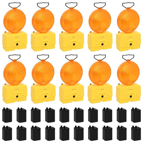vidaXL Construction Site Lights 10 pcs with Batteries 18x8x37 cm
