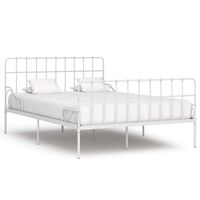 vidaXL Bed Frame with Slatted Base White Metal 120x200 cm