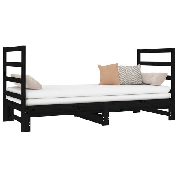 vidaXL Pull-out Day Bed without Mattress Black 2x(90x190) cm