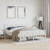 vidaXL Metal Bed Frame without Mattress with Footboard White 150x200cm
