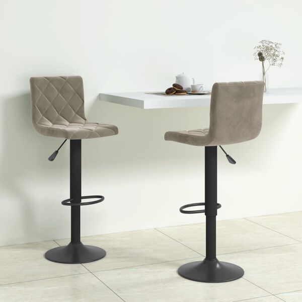 vidaXL Bar Stools 2 pcs Light Grey Velvet