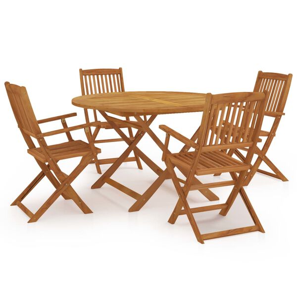 vidaXL 5 Piece Folding Garden Dining Set Solid Acacia Wood