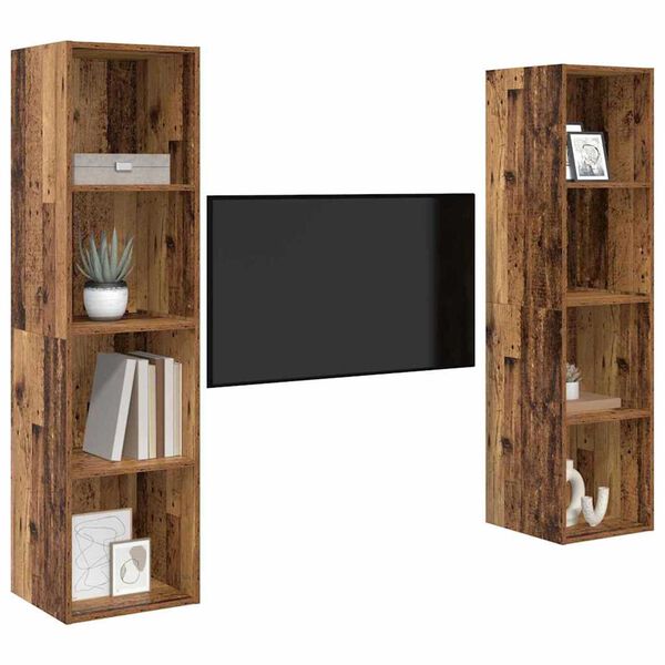 vidaXL TV Cabinet Set 2 pcs Brown 37 x 37 x 142.5 cm Engineered Wood