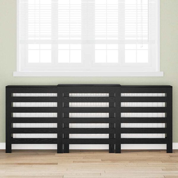 vidaXL Radiator Cover Black Oak 205 x 21.5 x 83.5 cm Engineered Wood