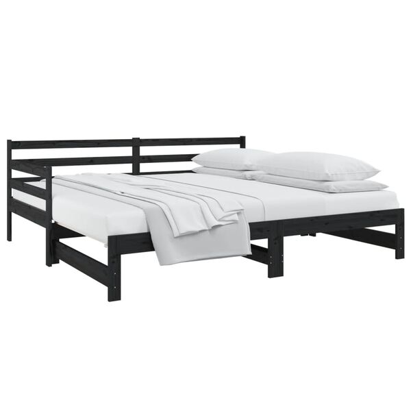 vidaXL Pull-out Day Bed without Mattress Black 2x(90x190)cm