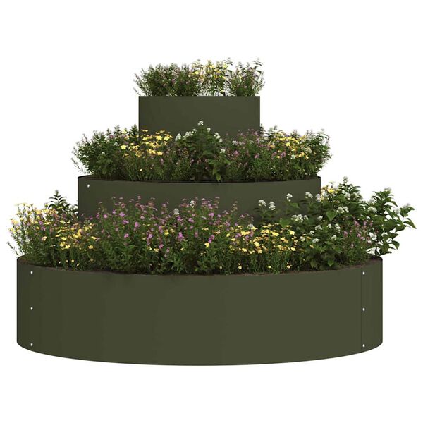 vidaXL Garden Planter Olive Green 90 x 90 x 20 cm Cold-rolled Steel