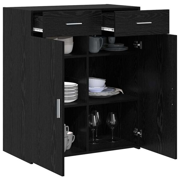 vidaXL Storage Cabinet Black oak 80 x 42.5 x 93.5 cm Engineered wood