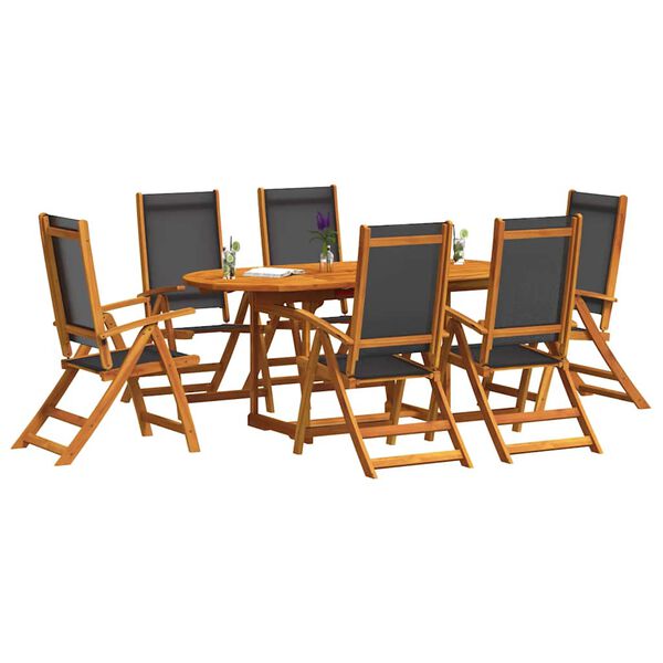vidaXL 7 Piece Garden Dining Set Solid Wood Acacia and Textilene