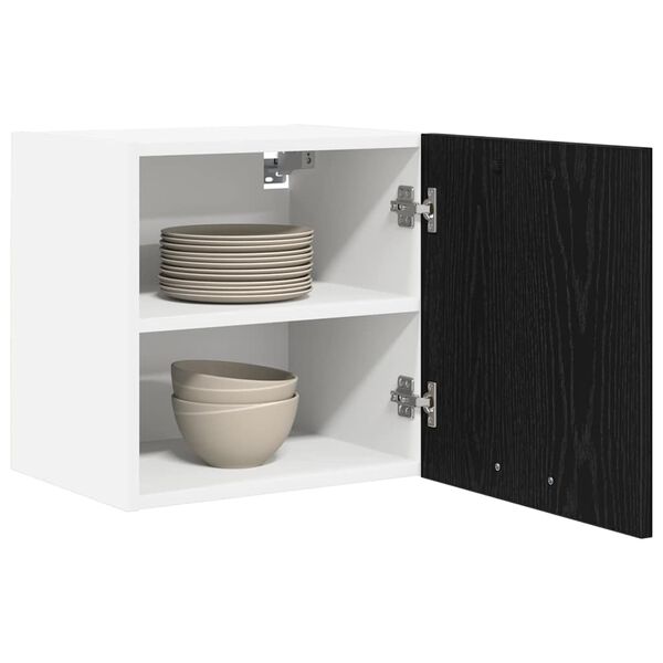 vidaXL Hanging Cabinet with Door Black Oak and White 40 x 31 x 40 cm