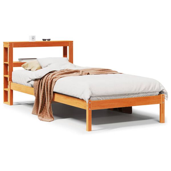 vidaXL Bed Frame with Headboard without Mattress Wax Brown 90x190 cm Single