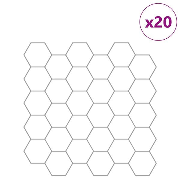 vidaXL Hexagon Tile 20 pcs White Grey 30 x 30 cm Polyurethane and PET