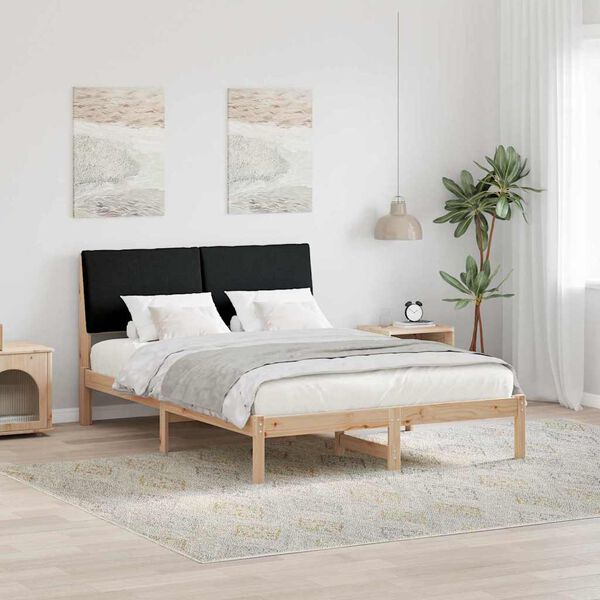 vidaXL Bed frame Brown and black 140 x 200 cm Solid pine wood