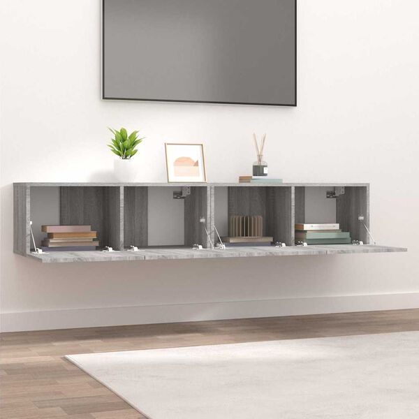 vidaXL TV Cabinets 2 pcs Grey Sonoma 80x30x30 cm Engineered Wood