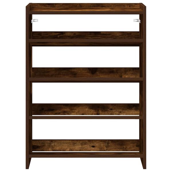 vidaXL Shoe Rack Smoked Oak 60x25x81 cm Engineered Wood
