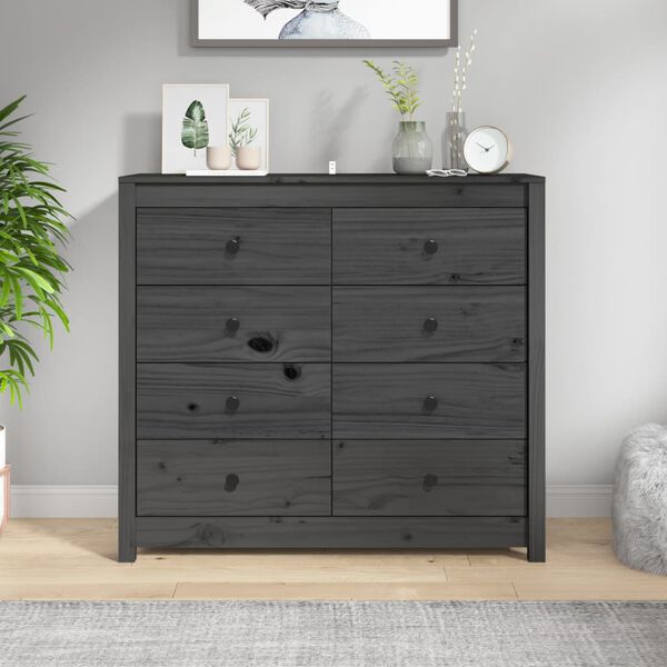 vidaXL Side Cabinet Grey 100x40x90 cm Solid Wood Pine