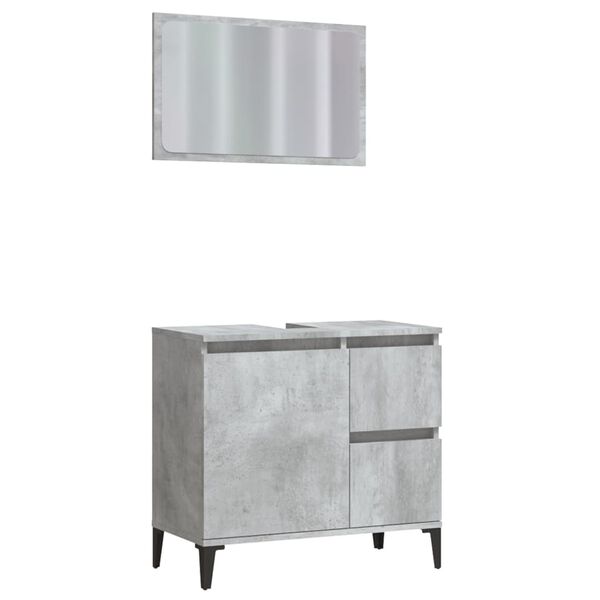 vidaXL 2 Piece Bathroom Furniture Set Concrete Grey Engineered Wood