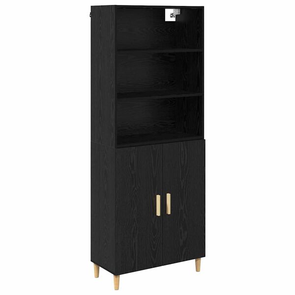 vidaXL Highboard Black Oak 69.5 x 32.5 x 180 cm Engineered Wood
