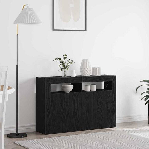 vidaXL Sideboard Black Oak 116 x 30 x 75 cm Engineered Wood