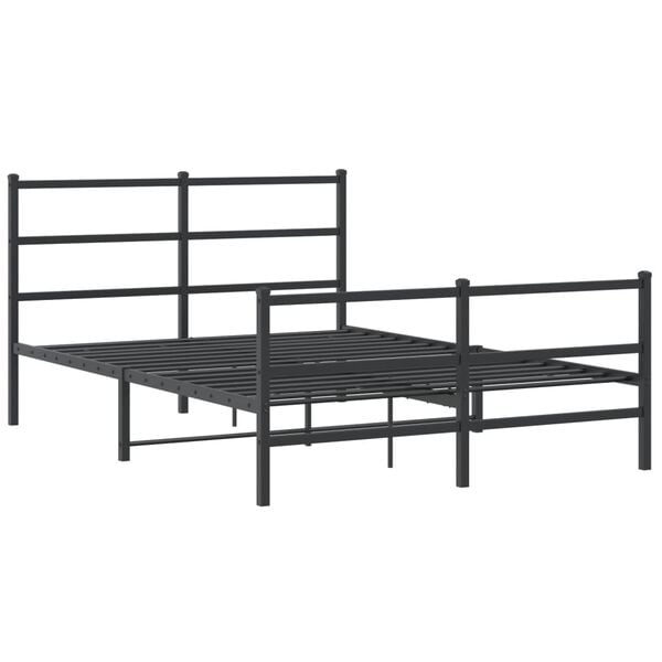 vidaXL Metal Bed Frame without Mattress with Footboard&nbsp;Black 135x190cm