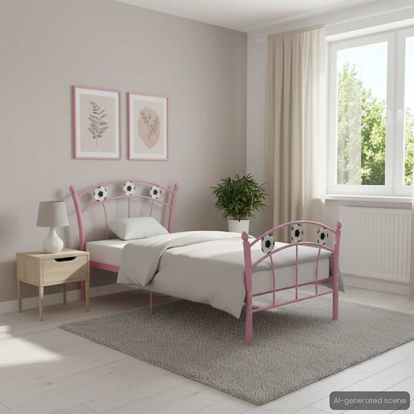 vidaXL Bed Frame without Mattress Pink Metal 90x200 cm