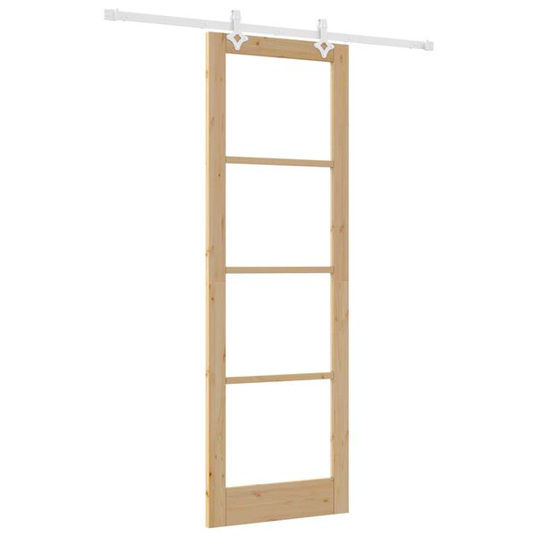 vidaXL Sliding Door Natural 78 x 232 cm Solid Pine Wood and Glass