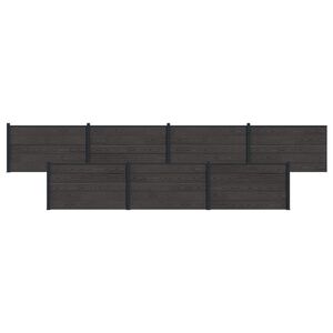 vidaXL Fence Panel 7 pcs WPC and Aluminium Black