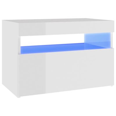 vidaXL TV Cabinet with LED Lights High Gloss White 60x35x40 cm