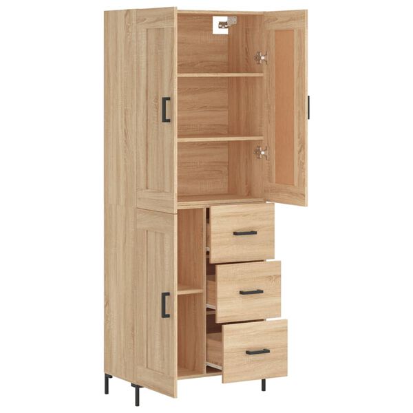 vidaXL Highboard Sonoma Oak 69.5x34x180 cm Engineered Wood