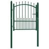 vidaXL Fence Gate with Spikes Steel 104x97 cm Green