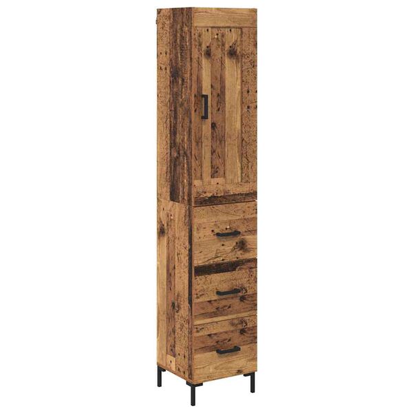 vidaXL Highboard Old Wood 34.5 x 34 x 180 cm Engineered Wood