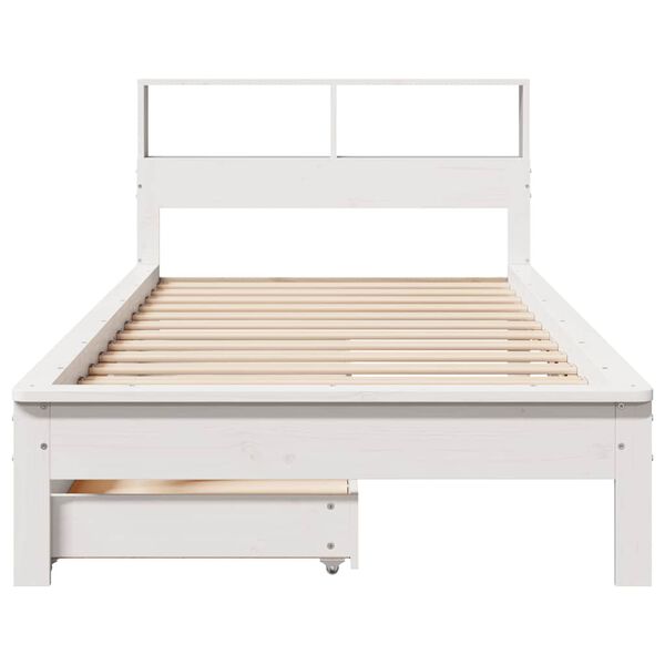 vidaXL Bookcase Bed without Mattress White 90x200 cm Solid Wood Pine
