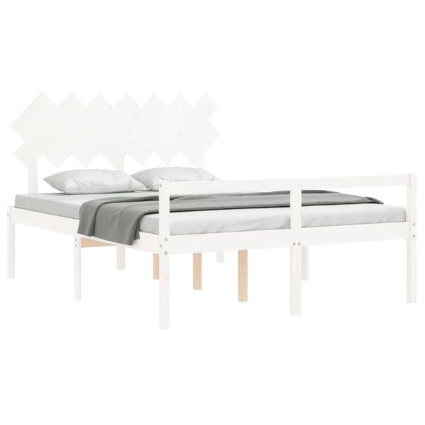 vidaXL Senior Bed without Mattress White 140x190 cm Solid Wood