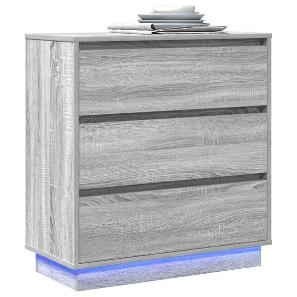 vidaXL Bedside Cabinet Grey 71 x 34.5 x 75 cm Engineered wood