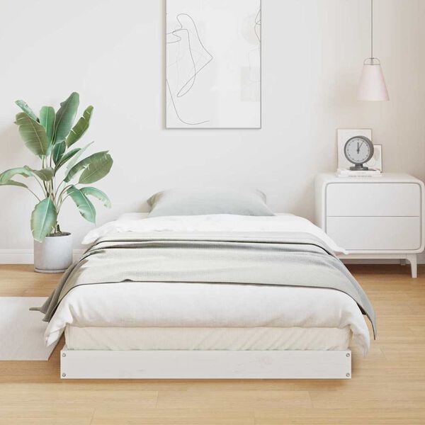 vidaXL Floor Bed Frame White 223.5 x 94 x 9 cm Solid Pine Wood