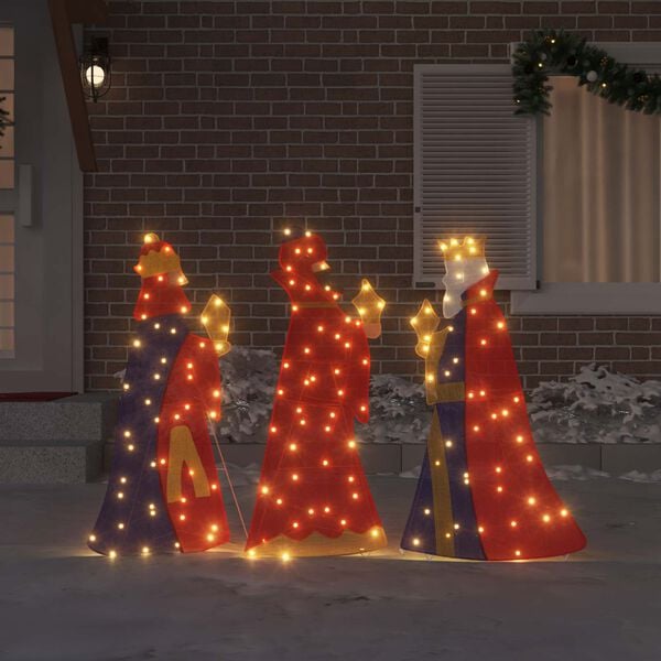 vidaXL 3 Wise Men Christmas Lighting 3 pcs Warm White 105 cm Fabric