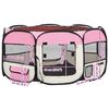 vidaXL Foldable Dog Playpen with Carrying Bag Pink 145x145x61 cm
