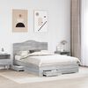 vidaXL Bed Frame with Drawer Grey Sonoma 150 x 200 cm Engineered Wood