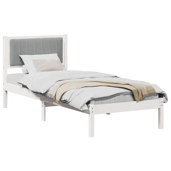 vidaXL Bed Frame with Upholstered Headboard Light Grey 75 x 190 cm