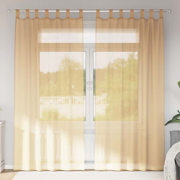 vidaXL Voile Curtains with Rod Pockets 2 pcs Sand