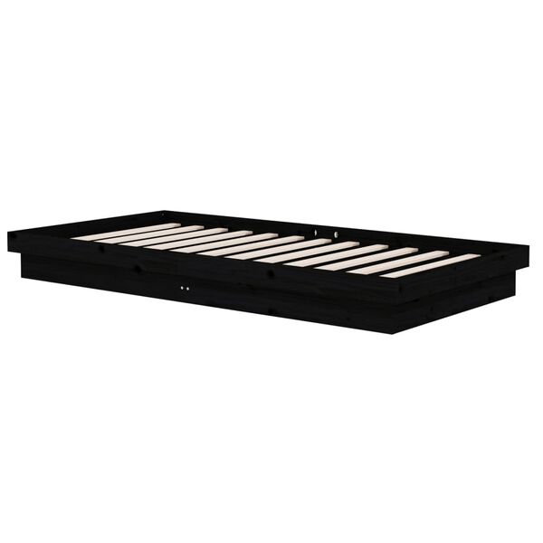 vidaXL Bed Frame without Mattress Black Solid Wood 100x200 cm