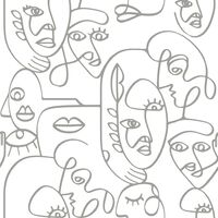 Noordwand Wallpaper Friends & Coffee Line Art Faces White and Metallic