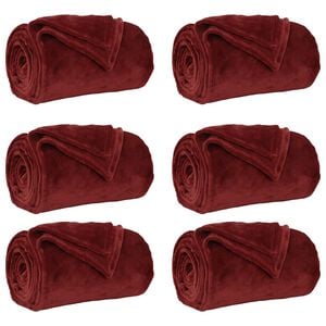 vidaXL Throw Blankets 6 pcs Bordeaux Red 240 x 270 cm 10.11 kg Fleece