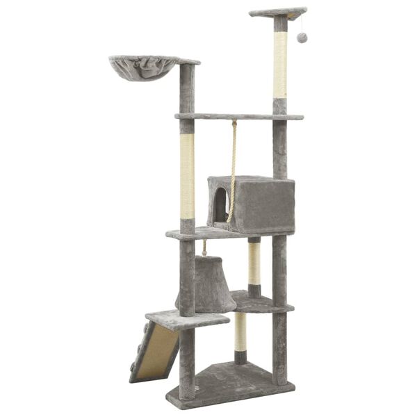 vidaXL Cat Tree with Sisal Scratching Posts Light Grey 191 cm